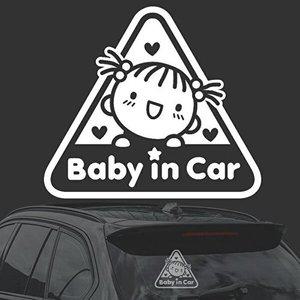 [셀러허브 패션][JHQS78QC_4B]Baby Car 여자 화이트시트지 자동차스티커