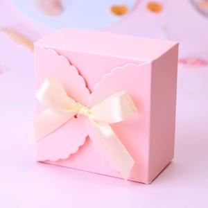 정사각형 핑크종이박스 리본간식포장 떡포장박스 1p 9x9cm