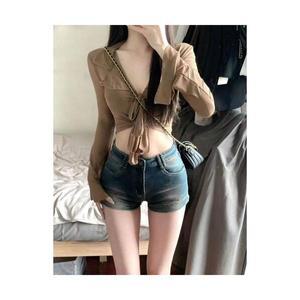 여자청반바지 스판 빈티지 데님 핫팬츠 가을 빅사이즈 원템3
