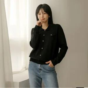 9월 (타임특가) 엘리시아 자체제작 더븐 포켓 버튼 카라 니트 T