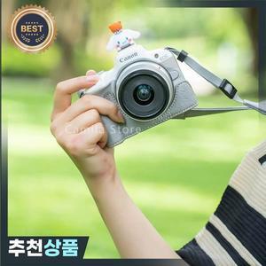 리치 그레인 미끄럼 방지 PU 가죽 바디 박스 케이스 캐논 R50 카메라 보호 슬리브 렌즈 캡  인형