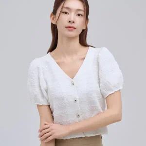 [롯데백화점]씨 브이넥 퍼프슬리브 크롭자켓 (SKJAG0183)