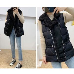 [라일리] Rly W14683 양털패치 허리조임 양털조끼 패딩조끼 롱조끼  13526067)