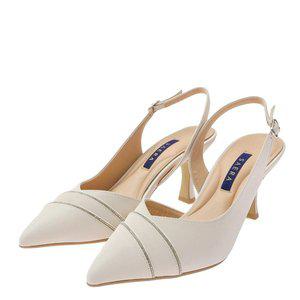 갤러리아 SAERA 세라 여성 새틴 포인티드 토 슬링백 샌들 S24G014 화이트 7CM