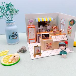 [오피스스쿨] 토단(TD) 3D 입체 종이 퍼즐 미니스토어 (아이스크림샵) 1인세트 DIY 종이폼보드 우드아트 집콕놀이세트 미술활동
