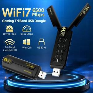 WiFi 7 USB 3.0 어댑터 BE6500 네트워크 카드 트라이 6G/5G/2.4G 동글 무선 수신기 10
