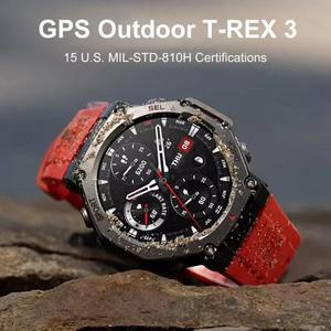 새로운 군용 T-REX 3 울트라 스마트 시계 Bulit-in GPS 나침반 고도계 기압 5ATM IP69K 방수 AMOLED BT 통