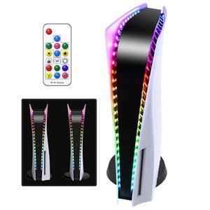 [미국배송] PS5용 LED 라이트 스트립 /PS5 PRO /PS5 장식 358 플레이스테이션 스트립 IR 7 액세서리 효과 슬림 RGB 색상 유연한 5용 리모컨이 스티커 /PS5 있는