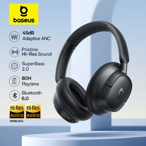 Baseus EH10 NC ANC 무선 헤드폰 45dB 적응형 하이브리드 소음 차단 헤드셋 고해상도 LDAC 헤드폰 Bluetoot