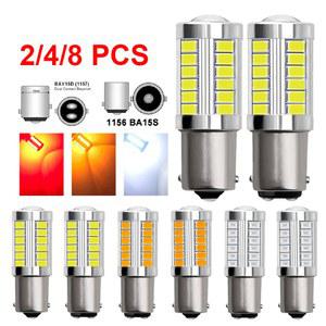 차량용 LED 전구 BAY15D P21W 7000K 지시등 12V 백색 방향 후방 조명 백업 램프 5W 1157 브레이크 P21 주차 BA15S 1156