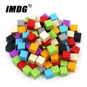나무 큐브 블록 빈 주사위 DIY 토큰 신제품 10mm 사각형 코너 컬러 보드 게임 조기 교육 개/세트