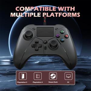 플레이 스테이션 5 PS5/ps4/Pc 콘솔 용 게임 패드 터보 터치 홀 트리거, 진동 헤드폰 기능 게임이있는 유선