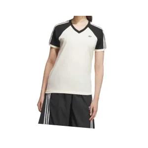 매장정품 ADIDAS 아디다스 브이넥 반팔 티 - 크림화이트:블랙 KF0316 482087