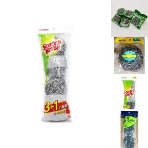 3M 철수세미 45g 3+1개입/수세미/스텐레스/스테인레스/망사/올스텐/스텐/링/매직/요술/스틸/노스크래치/무