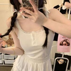 [오노마] ONM 쿨샵 여성 레이스 슬림나시티 캡내장 이너 민소매티