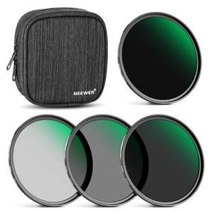NEWER 55mm 고정 ND 필터 키트 ND1000 ND64 ND8 ND4 중성 밀도 세트 양면 30층 나노 코팅/HD 광학 유리/초슬림/발수성/스크래치 저항성/방수성 파우치