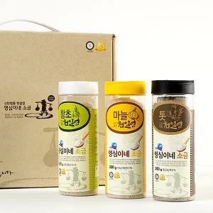 [지투지샵] 소금 선물용 3종SET 각200g 함초+톳+마늘
