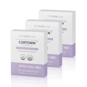 코르토닌 포뮬러 60정 x 3 SET L테아닌 스트레스 긴장완화 홍경천 추출물 영양제