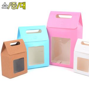 투명 손잡이형 선물상자 창 선물백 접이식 사각상자 쇼핑백 선물케이스 포장봉투 디자인 문구