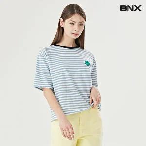 [롯데백화점]비엔엑스 스마일 패치 스트라이프 반팔 티셔츠 (BW1TS018L0)