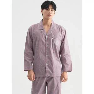 [하프클럽/]레드ST 긴팔 순면 남성 빅사이즈 잠옷 세트