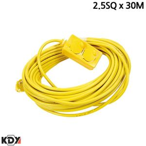 KDY 산업용 전기연장선 2구 2.5SQ x 30M/전기작업선/캠핑전기선/리드선/전기연장선/전기선30M/3구리드선