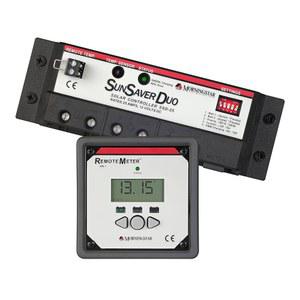 모닝스타 선세이버 듀오 25A PWM 태양광 충전 컨트롤러(SSD-25RM) - 두 개의 12V 배터리용 패널 레귤레이터, 조절 가능한 설정, 원격 미터 포함, 5년 WTY 미국에서 설계됨