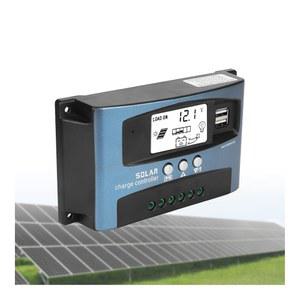 구시움 100A 태양광 충전 컨트롤러, 12V /24V 어댑티브 MPPT 추적 컨트롤러(LCD 디스플레이 포함), 3단 듀얼 USB 패널 컨트롤러(100A)
