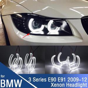 말굽 흰색 아크릴 커버 LED 엔젤 아이 헤일로 링, BMW 3er E91 LCI 316i 320i 제논 M 스타일