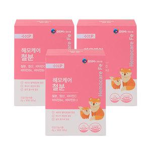 철분제 헤모케어 철분 여성 청소년 유아 헤모글로빈 철 보충 2g 30포 x 3개
