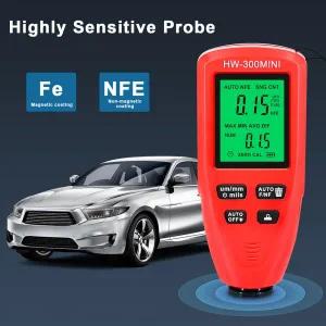 도막측정기 HW-300미니 자동차 페인트 필름 자동 두께 게이지 Fe  NFe 코팅 테스터 수동 도구 0-2000UM