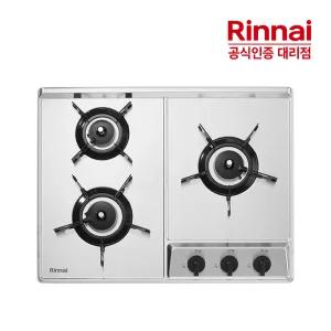 [전국설치]린나이 고화력 3구 빌트인 가스쿡탑 INBS301DJ 실버 가스레인지 2025년형