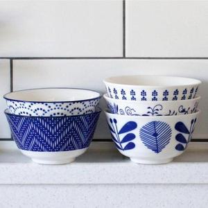 도자기대접 패턴 포인트 국그릇 밥그릇 세트 4p (3nzdk)