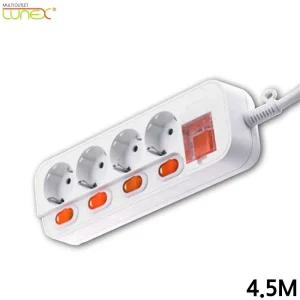 루넥스 4구 개별스위치 멀티탭 5호 4.5M 멀티 커버 차단 연장 개별 대용량 정리 가정용 학교 PC연결 모니터