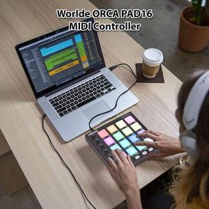 MIDI 컨트롤러 미니 패드 USB 백라이트 드럼 비트 메이커 머신 6 개의 할당 가능한 노브 노트 반복 풀 레벨
