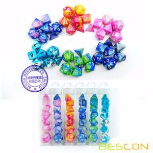 Bescon 미니 소형 10mm 세트 제미니 주사위 컬러 42 모듬 개 RPG 투톤 D4 다면체 튜브 포장 D20