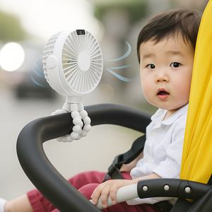 유모차 문어발선풍기 자동회전 3단 아기 강아지 충전식 손선풍기