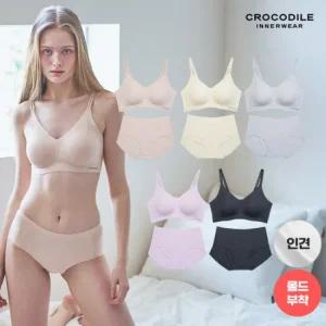 [크로커다일] 라이크라 인견쉘론 몰드부착 더블스트랩 감탄브라+팬티 10종세트 CDIJ022_00(ST)
