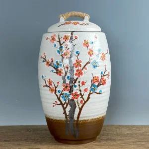 분청 청홍매화 20kg 쌀독 현관 소금 항아리/쌀/보관/보관함/밀폐/쌀통/원형/용기/곡물통/잡곡/잡곡보관통