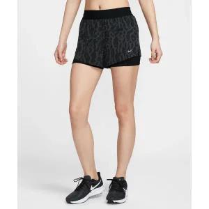매장정품 나이키 NIKE 스위프트 드라이 핏 미드라이즈 투인원 프린트 러닝 쇼츠 W - 블랙 IB5849-010 24557