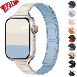 Apple Watch 밴드 용 슬림 마그네틱 스트랩 46mm 38mm 45mm 40/41mm 42mm 44mm 실리콘 팔찌 iWatch 시리즈