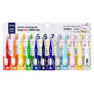 메디안 365DAYS 키즈 step2 3-5세용 칫솔(12입) 1개 유치케어 이름라벨
