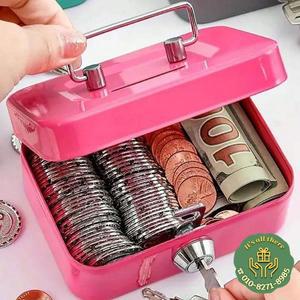 1/2Pcs 돈 안전 상자 잠글 수있는 돼지 저금통 키 휴대용 튼튼한 금속 저장 성인을위한 어린이 선물