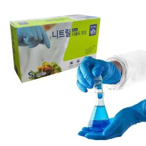 명진 니트릴 장갑 청색 100매 식품용 요리용 실험실용 라텍스 다목적 청소용 주방 미용실 다용도 작업용 손