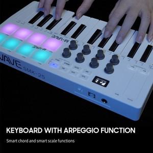 M-VAVE MIDI 25키 컨트롤러 키보드 피아노 휴대용 USB 및 8개의 RGB 백라이트 패드 손잡이 음악 악기