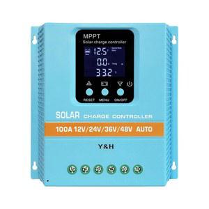 Y&H MPPT 100A 태양광 충전 컨트롤러 12V 24V 36V 48V LCD 디스플레이 배터리 인텔리전트 레귤레이터 Max 100V 입력 듀얼 USB 납-산 /리튬