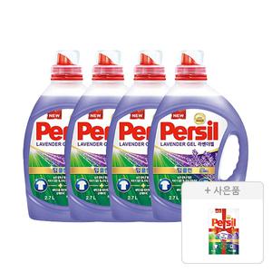 퍼실 라벤더 드럼/일반 겸용 액체세제 2.7L, 4개 + 증정(파워젤 라벤더듀얼 300mL 파우치, 1개)