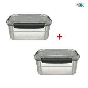 이비케이 스텐 김치통 밀폐용기 반찬통 직사각 6호 1.7L 2개