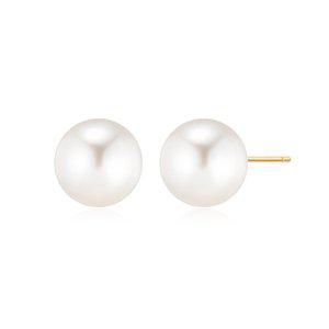 [비앤비골드] 당일발송 14K/18K 10mm 화이트 진주 포인트 귀걸이 한쌍 WIE36436