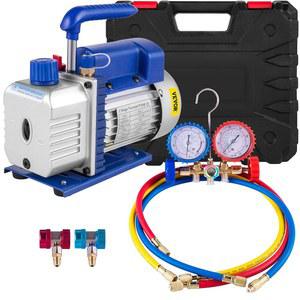 VEVOR 3CFM 1 /4HP 단상 공기 진공 펌프 HVAC R134a R12 R22 R410a A /C 냉동 키트 AC 매니폴드 게이지 R134 탭 포함 운반 토트